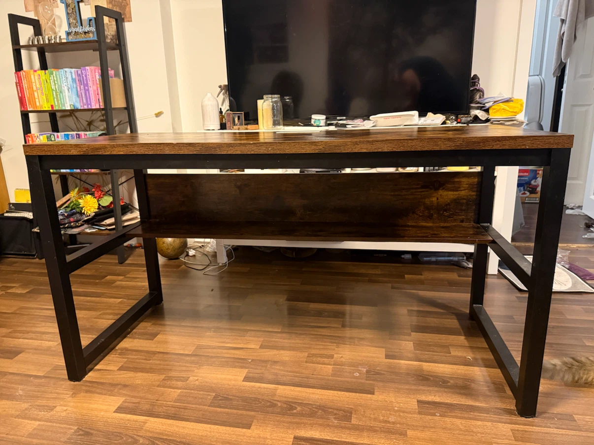 Rustic Wood Desk with Metal Frame - photo 3