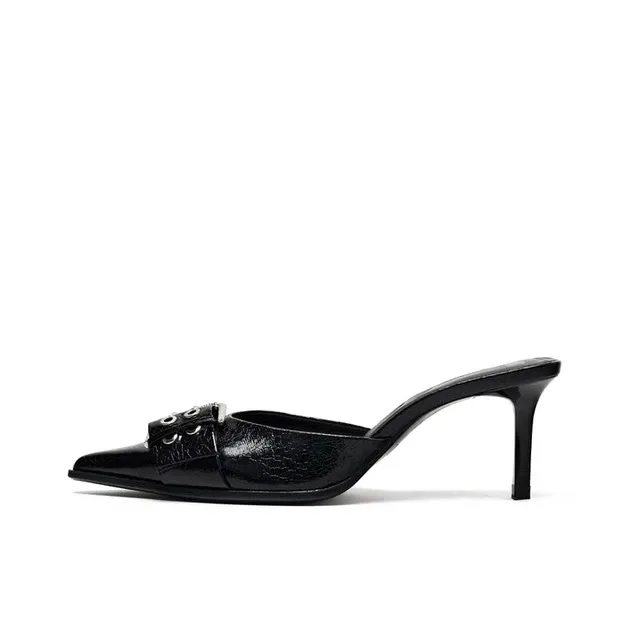 Brand New Zara Black Buckle Pointed Toe Mules - photo 4