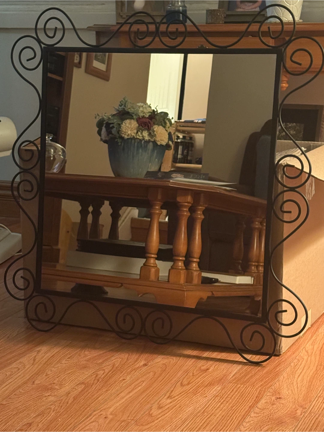 Decorative Black Metal Scroll Mirror