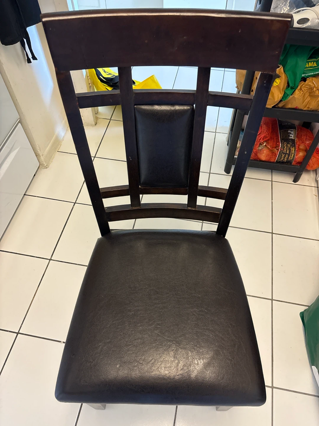 Wooden dining chairs with dark upholstery - photo 2