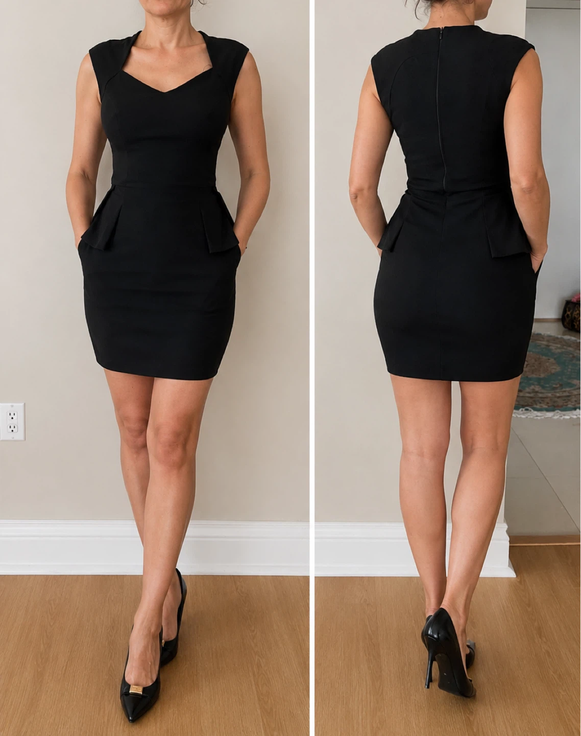 Black Peplum Fit & Flare Dress