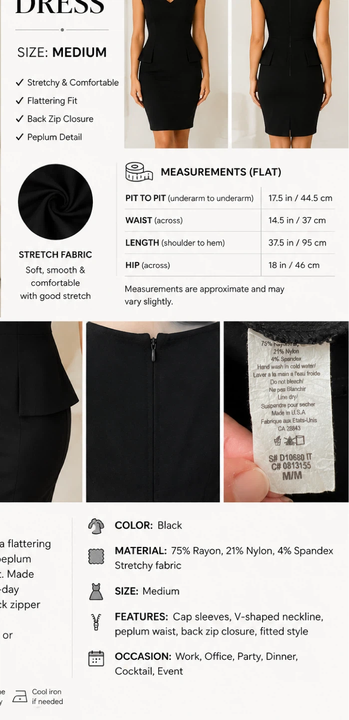 Black Peplum Fit & Flare Dress - photo 2