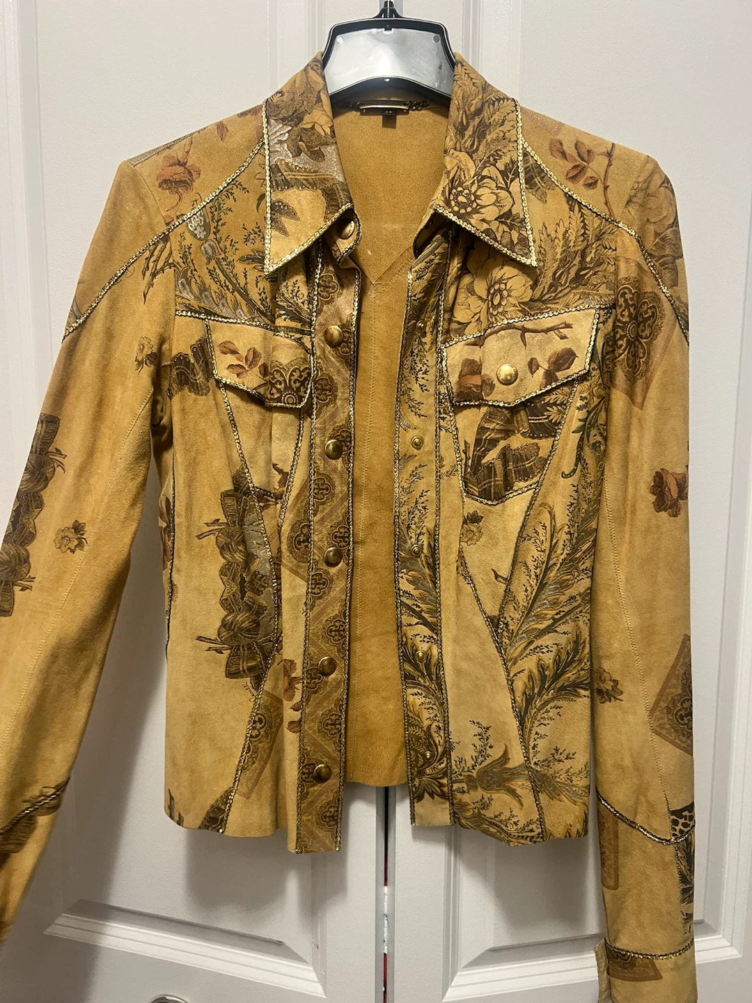 Roberto Cavalli Suede Floral Print Jacket XS - photo 2