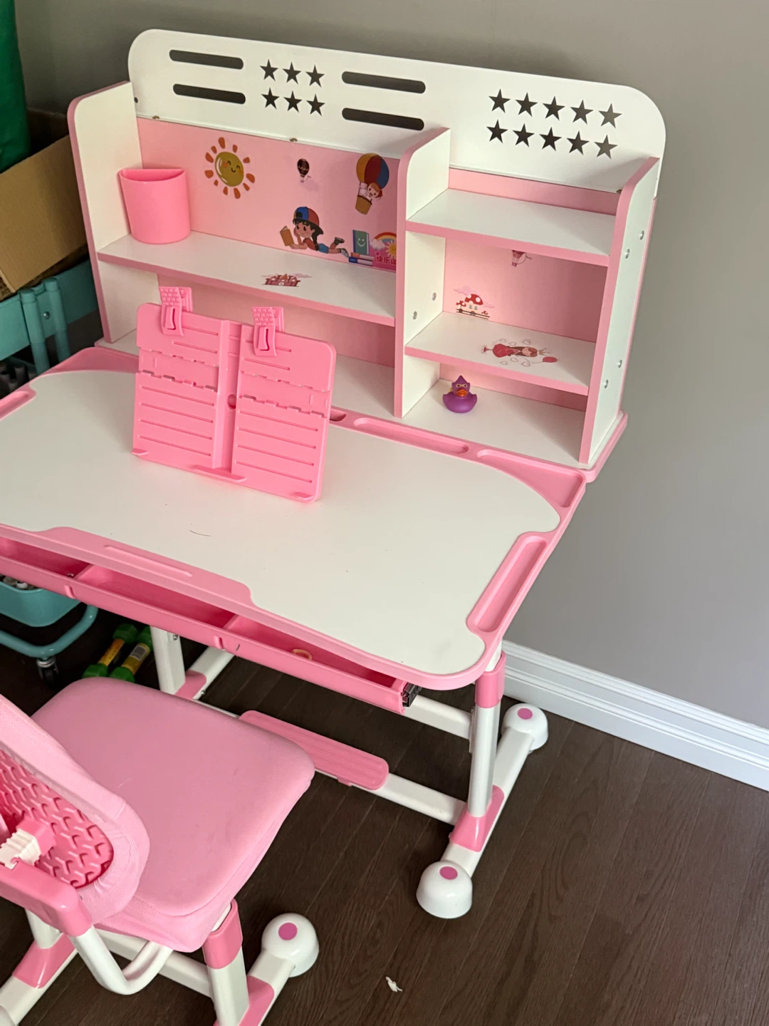 Pink Adjustable Kids Desk and Chair Set - photo 4