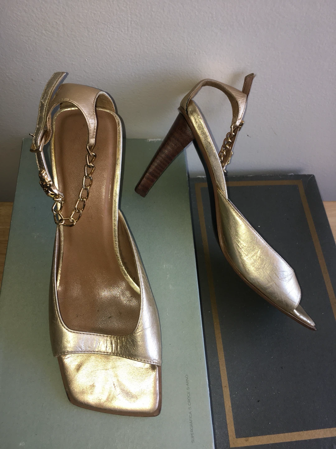 Nine West Gold Chain Heels