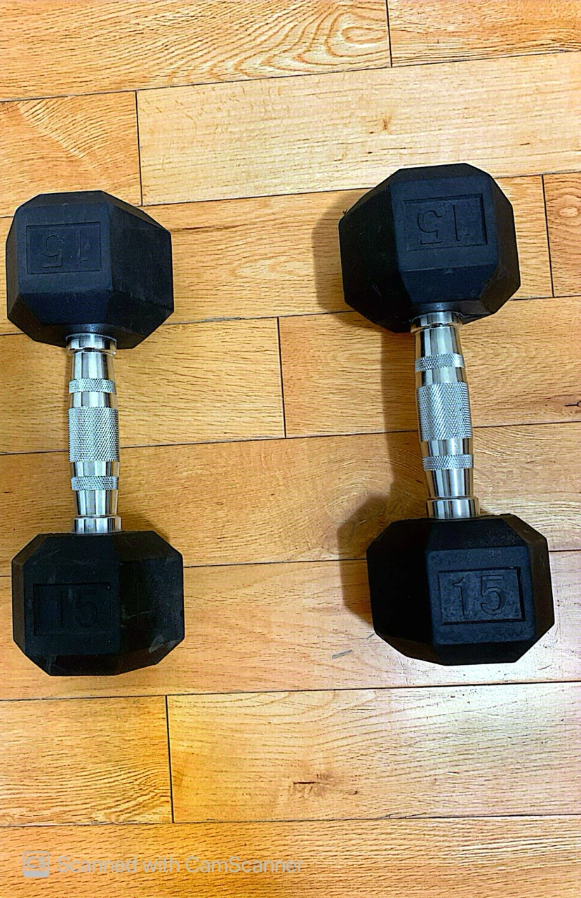 Pair of 15 lb Hex Dumbbells