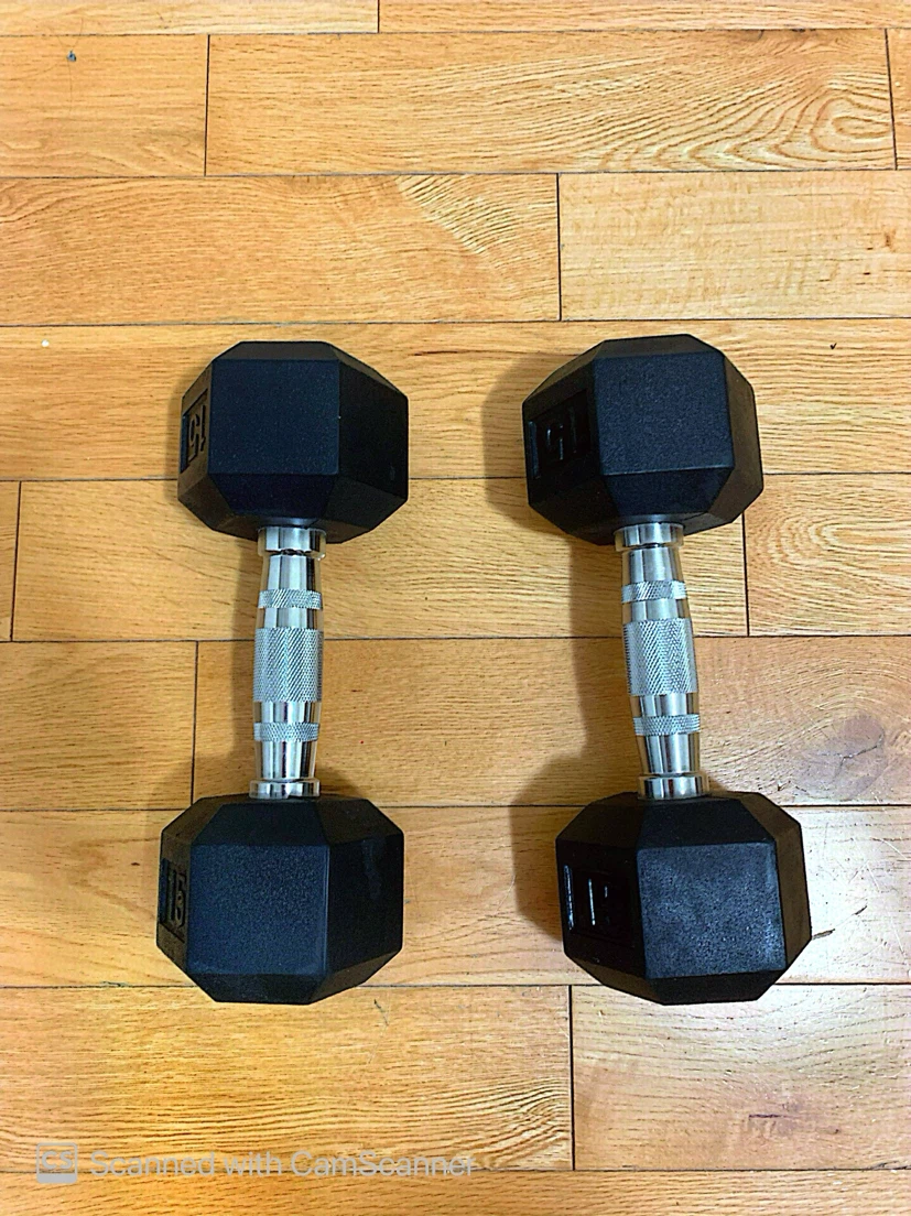 Pair of 15 lb Hex Dumbbells - photo 4