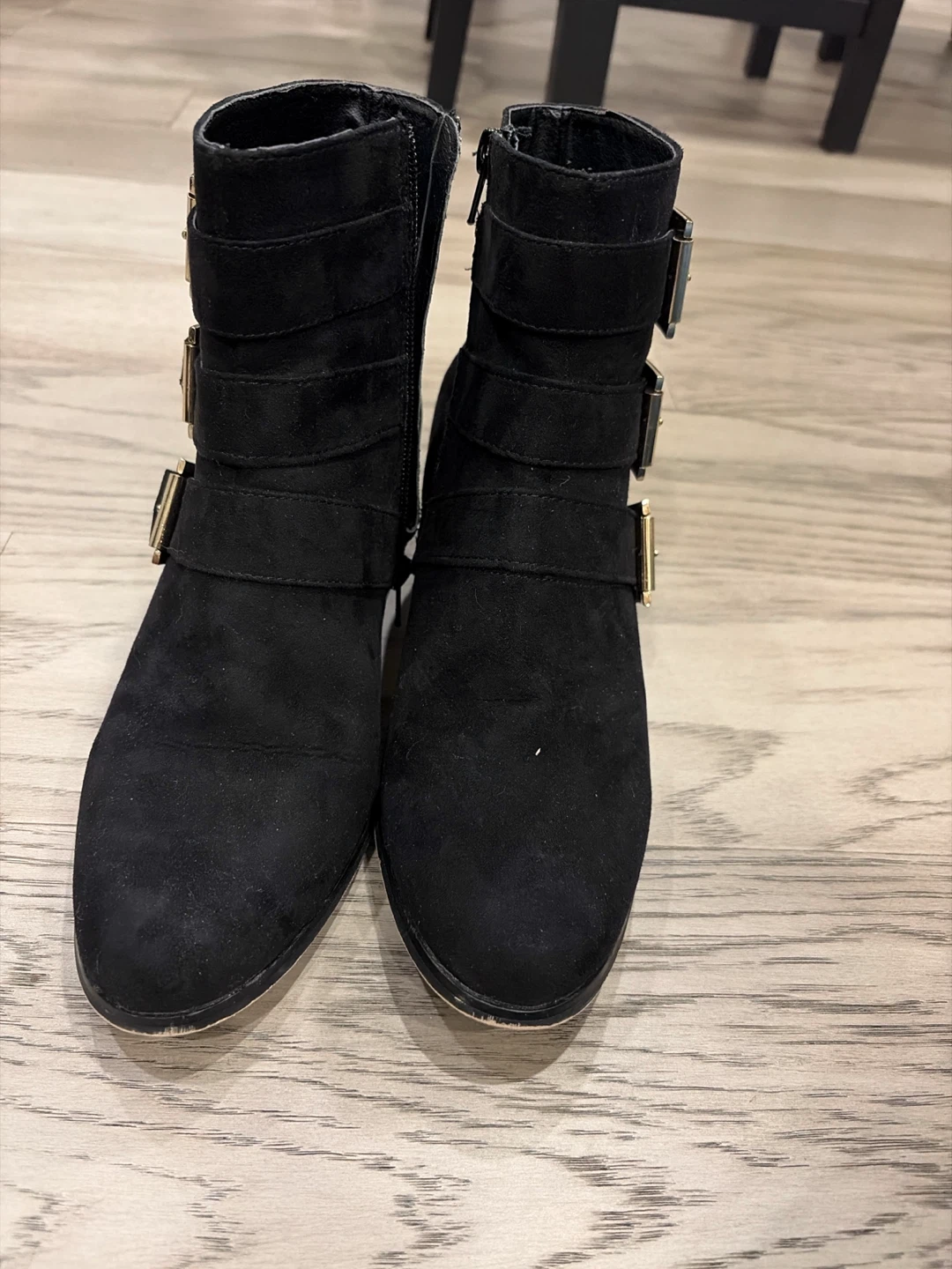 Black Ankle Boots with Gold Buckles - photo 3