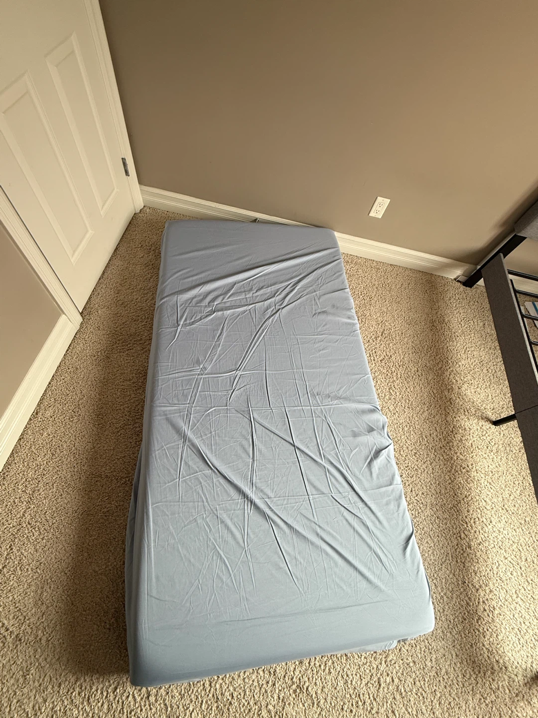 Grey Upholstered Twin Bed Frame with Headboard - photo 5