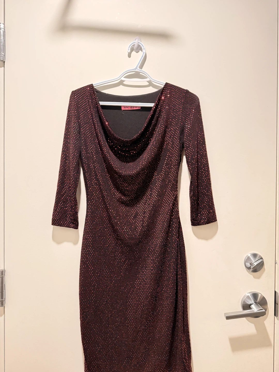Deja Vu Glitter Cowl Neck Dress