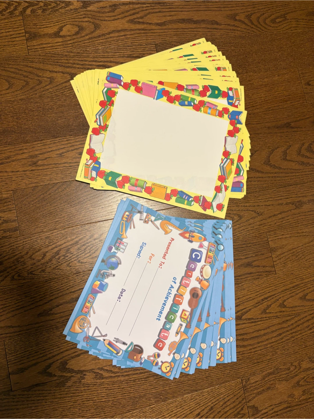 Certificate of Achievement & School Note Paper Lot