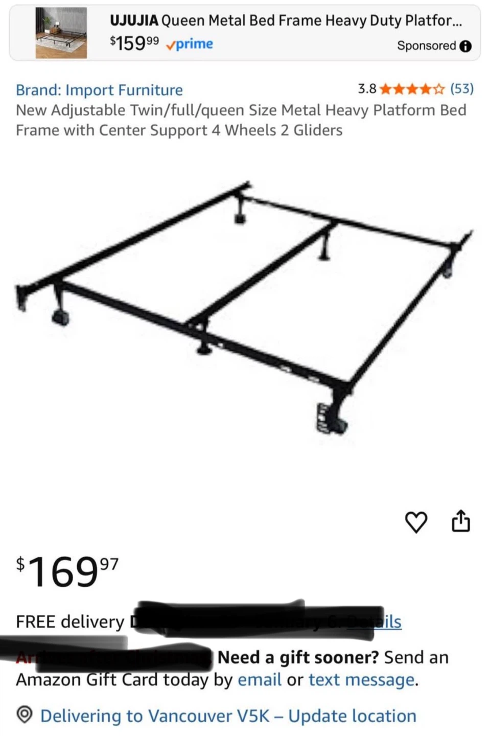 Queen size Beaudoin Bed Frame