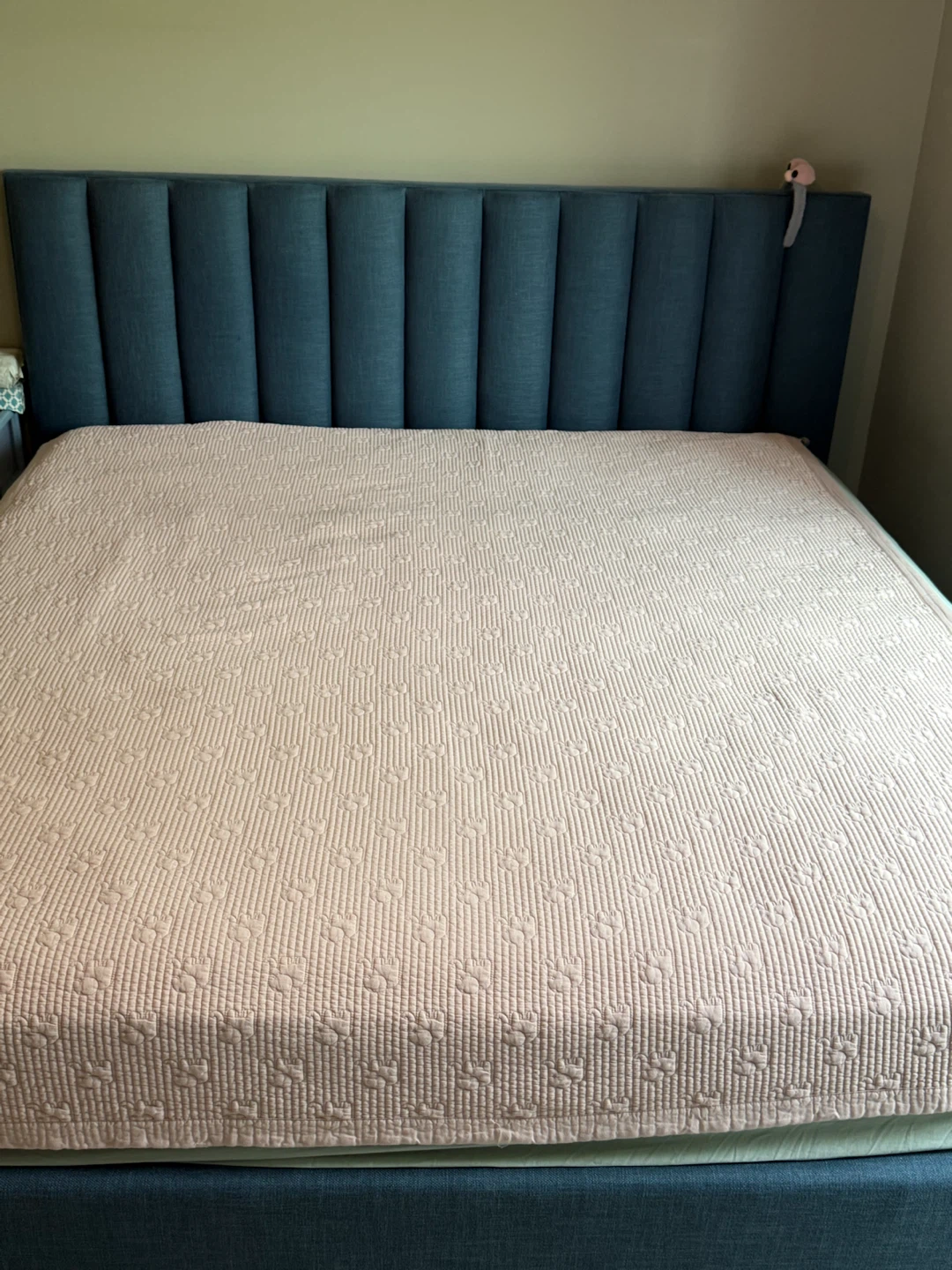 Blue Upholstered Bed Frame with Headboard - photo 3