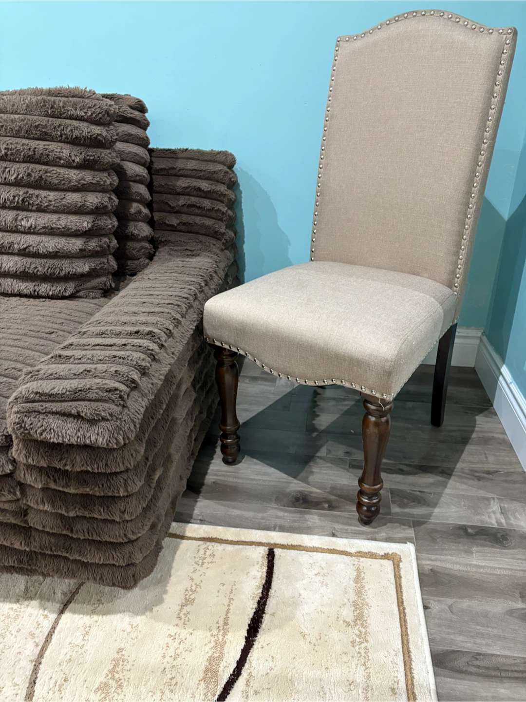 Brown Faux Fur Sofa with 2 chairs - photo 3