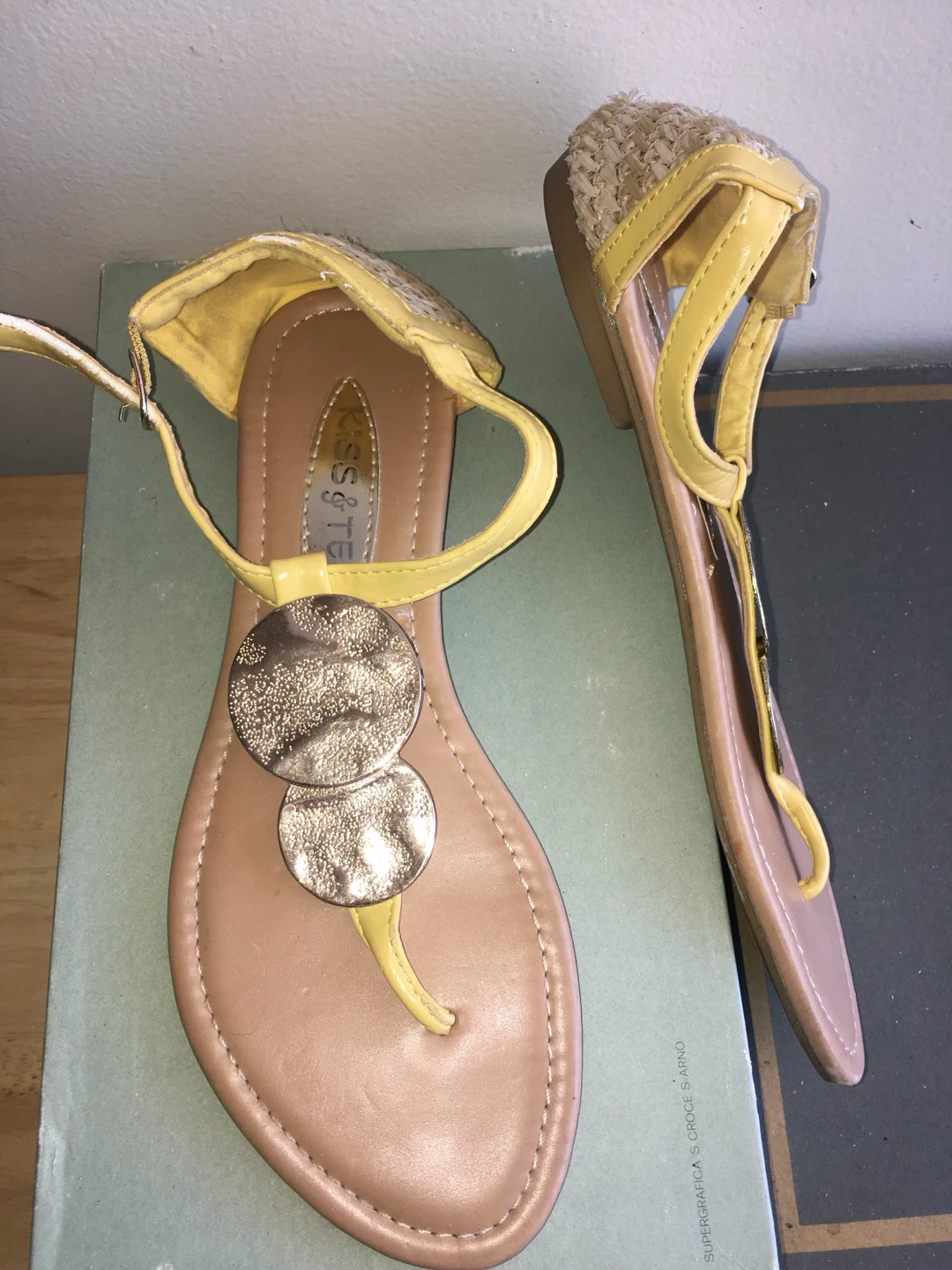 Yellow "Kiss The Sky" Thong Sandals Size 8