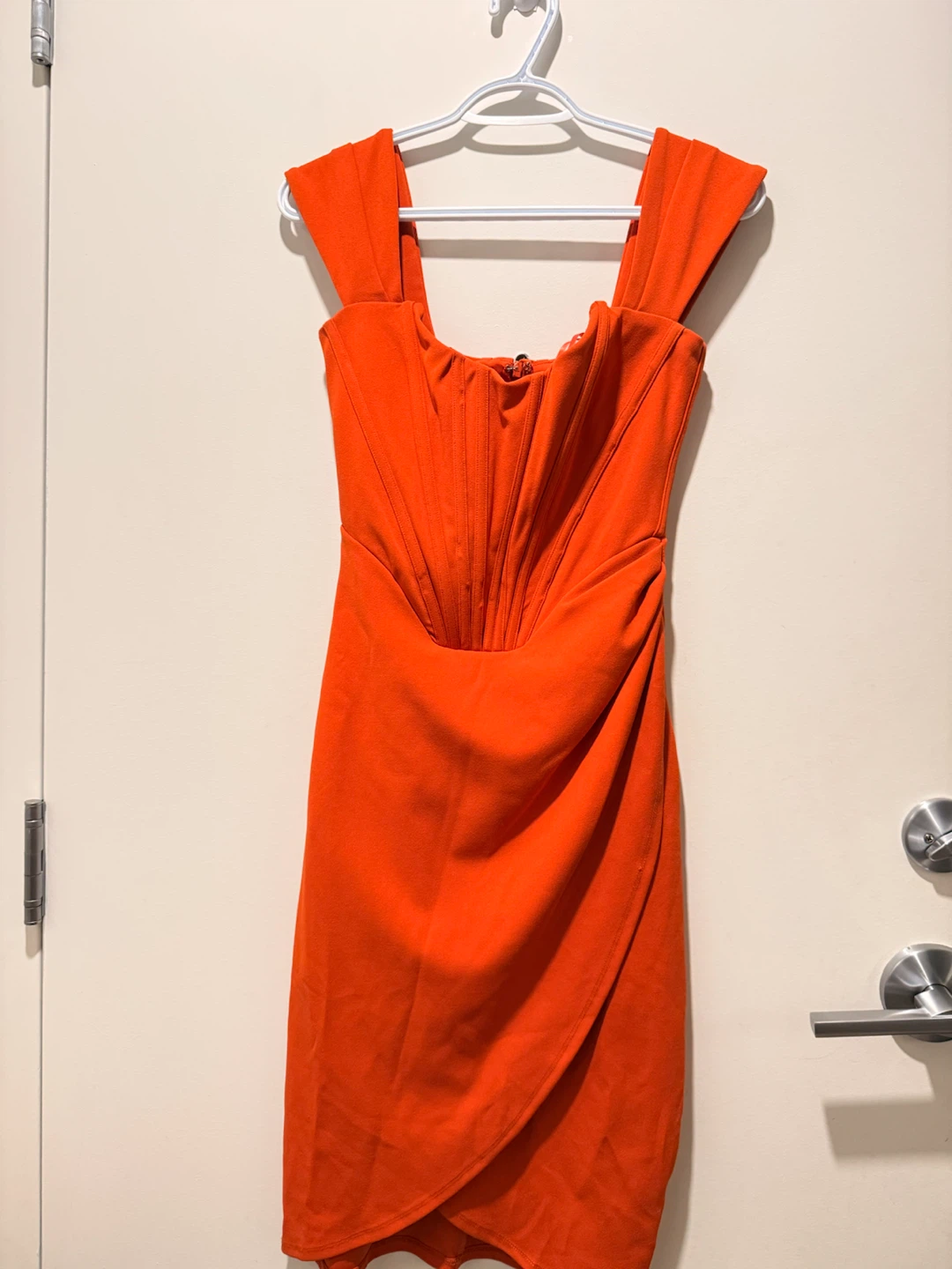 Orange Corset Detail Bodycon Dress