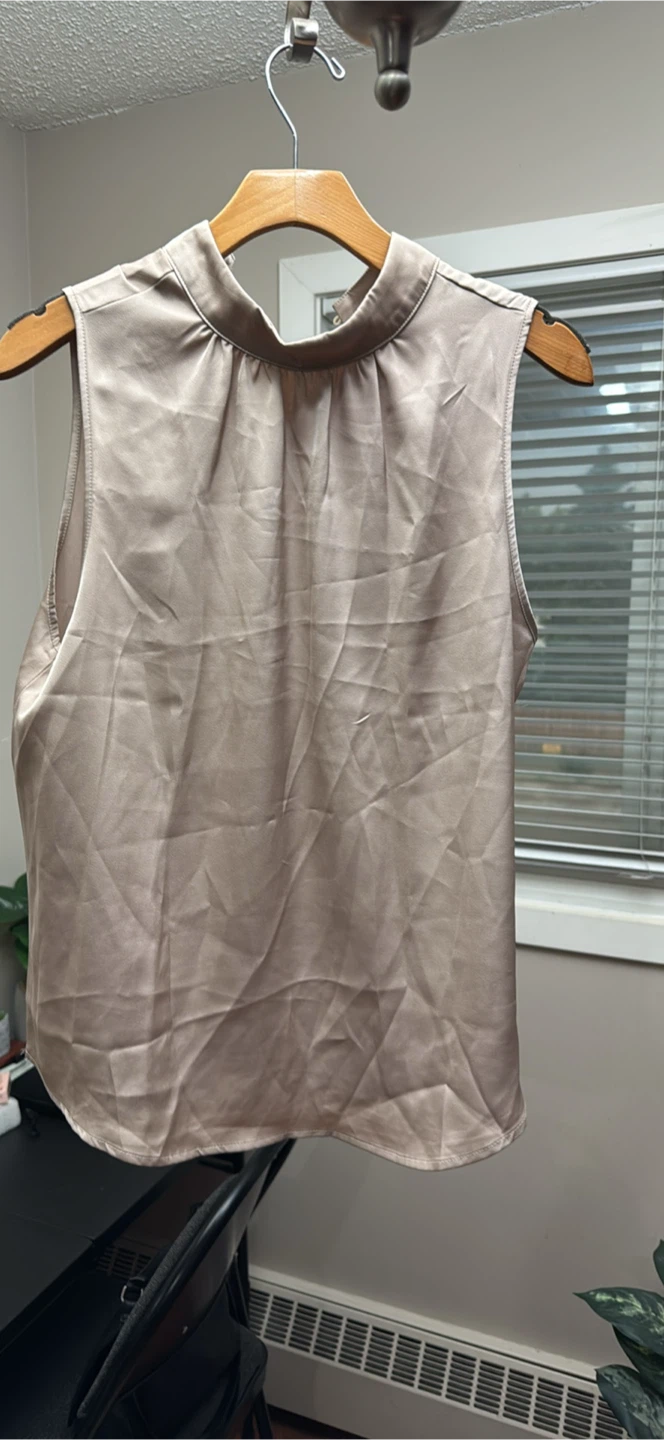 Champagne Satin Sleeveless Blouse