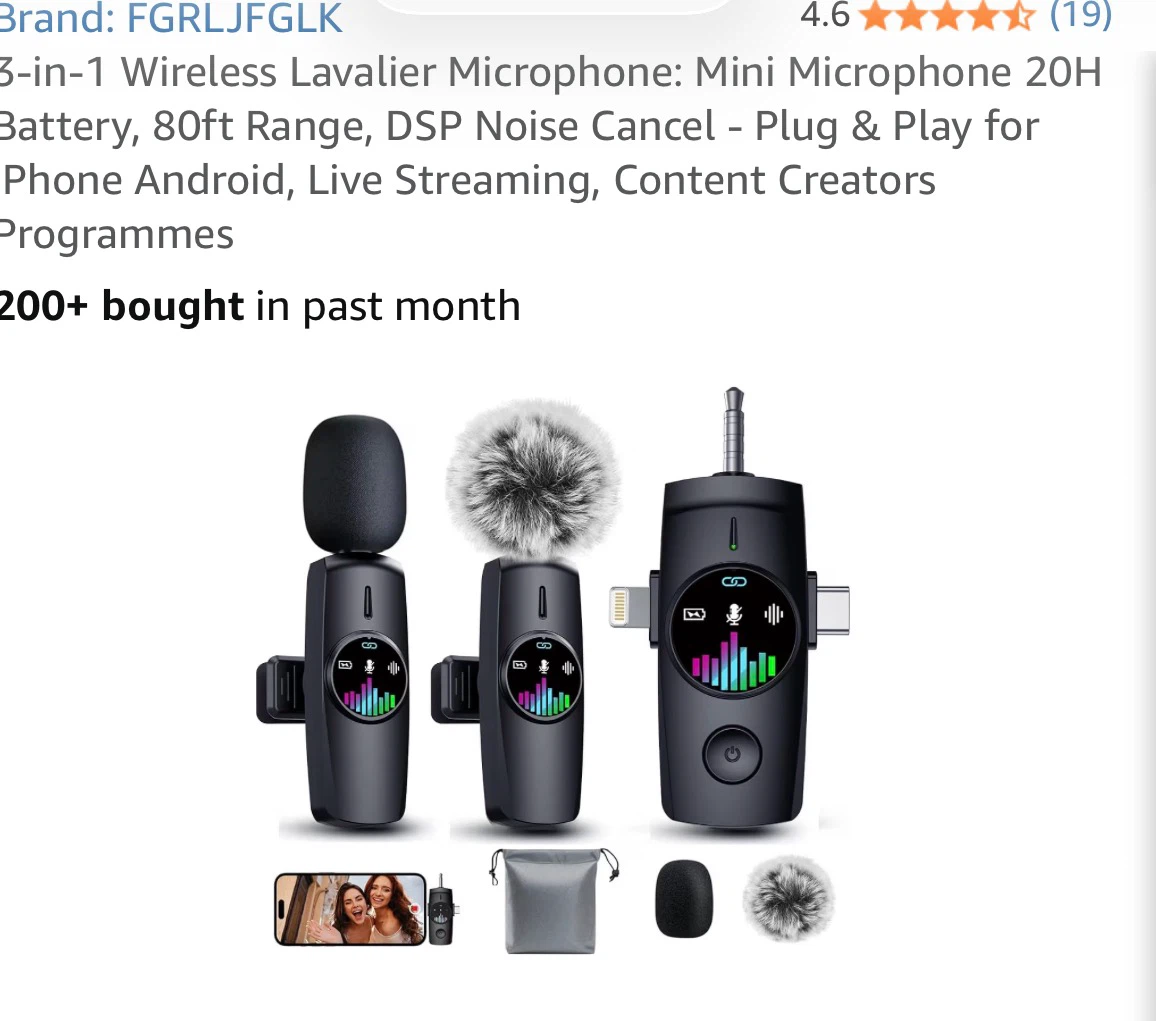 3-in-1 Wireless Lavalier Microphone