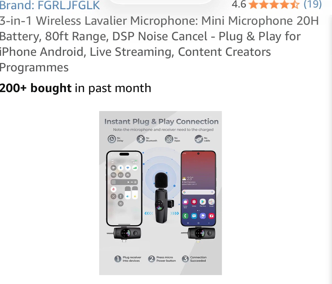 3-in-1 Wireless Lavalier Microphone - photo 2