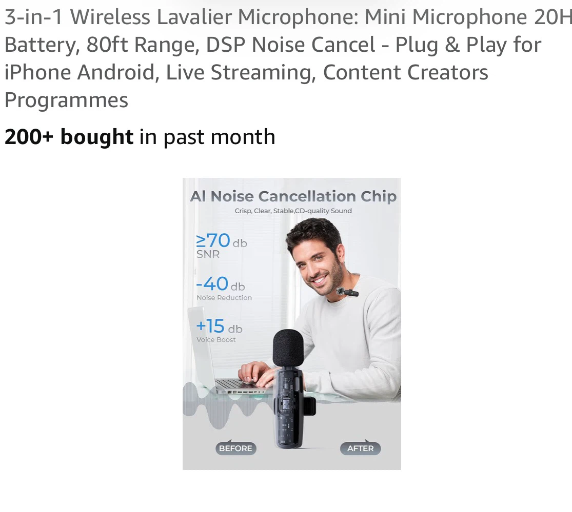3-in-1 Wireless Lavalier Microphone - photo 3