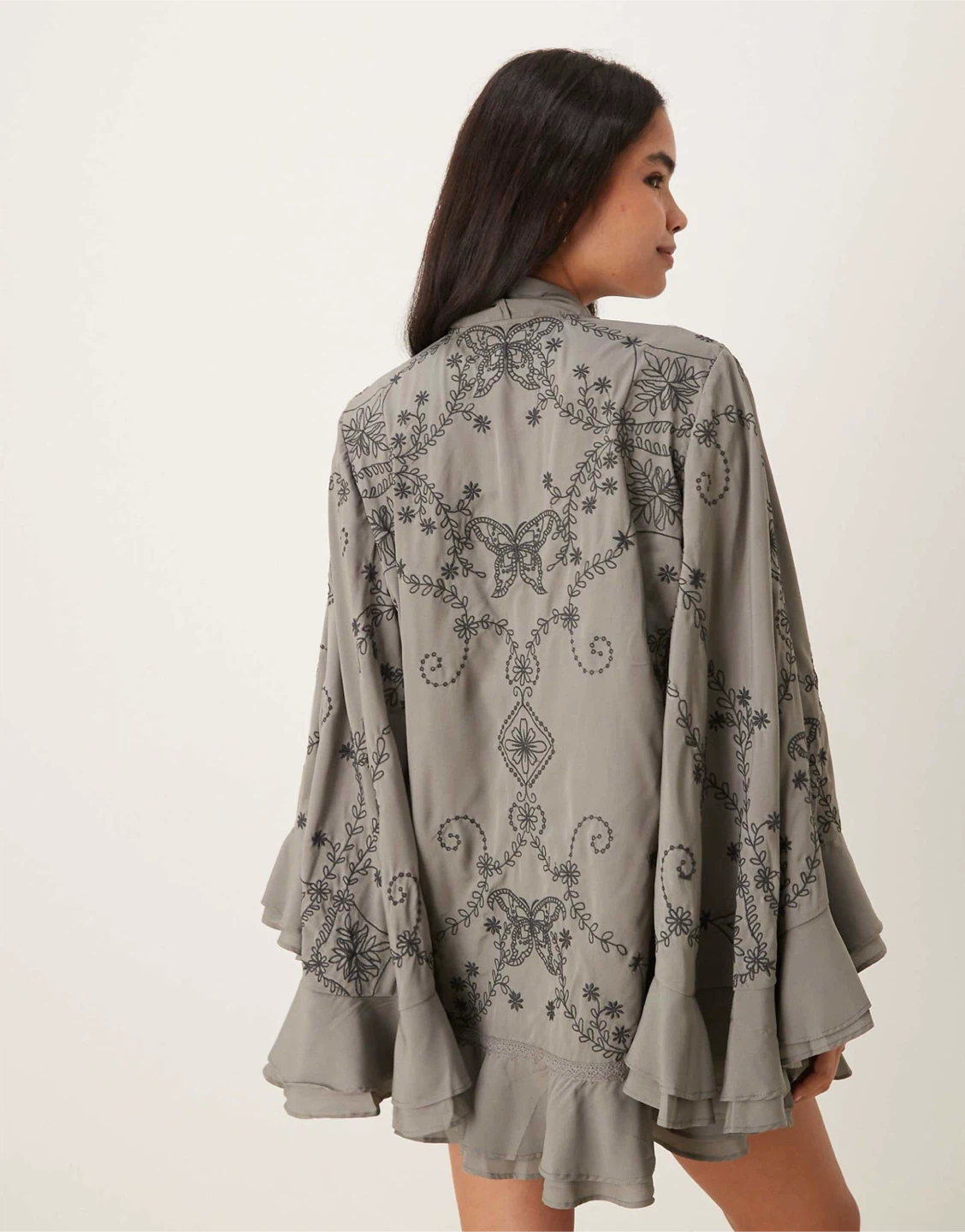 Free people Bali September sun mini dress in charcoal grey - photo 2