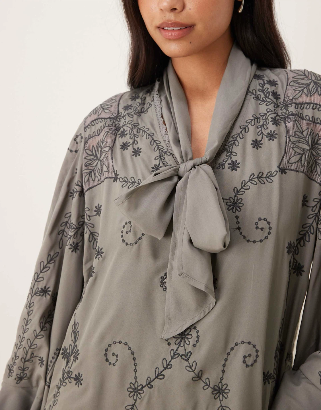 Free people Bali September sun mini dress in charcoal grey - photo 3
