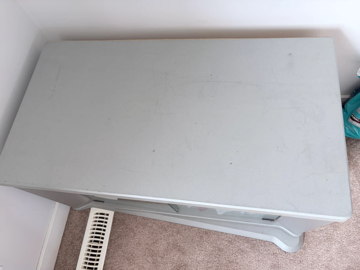 Grey TV Stand with Glass Doors
