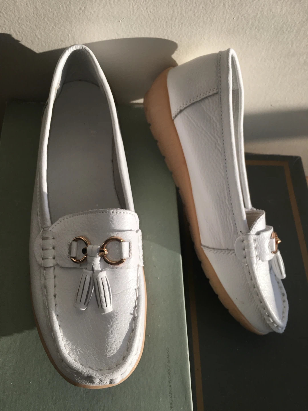 White Leather Loafers Size 40