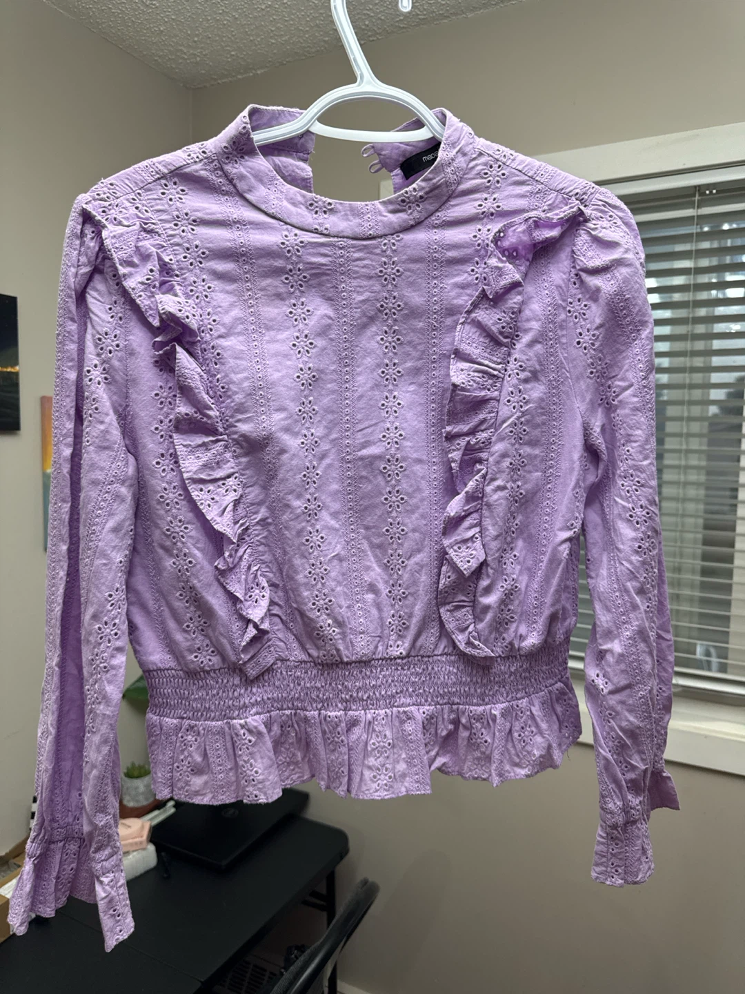 Madame Lavender Eyelet Blouse