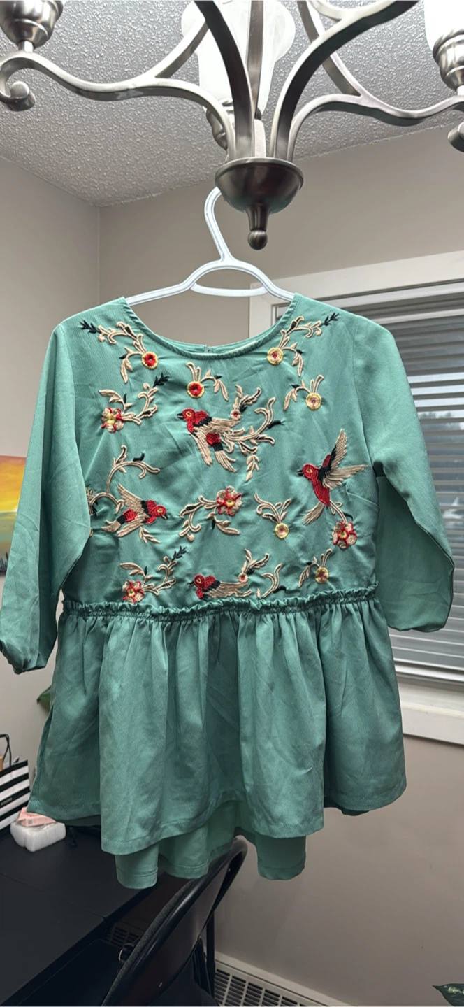 Pluss Collection Women's Embroidered Tunic - Green, Size M