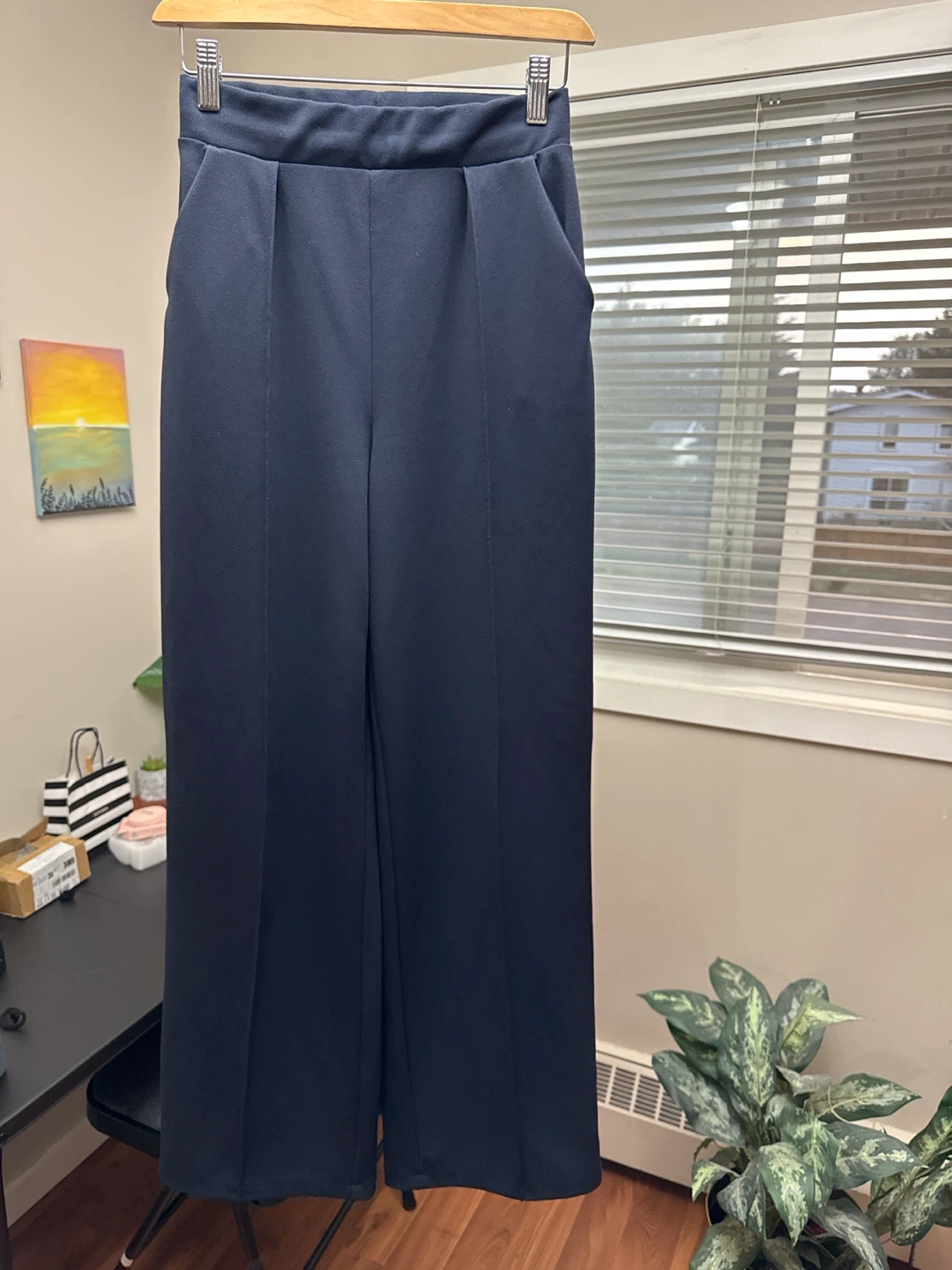 H&M Navy Blue Wide-Leg Pants Size XS