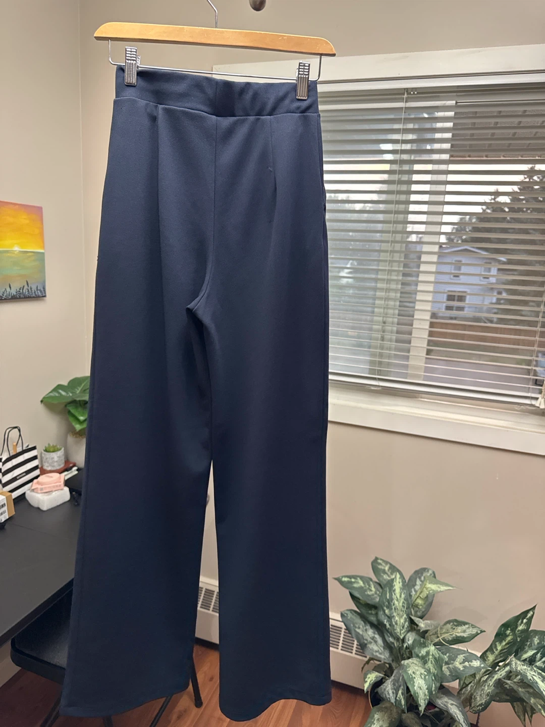 H&M Navy Blue Wide-Leg Pants Size XS - photo 3