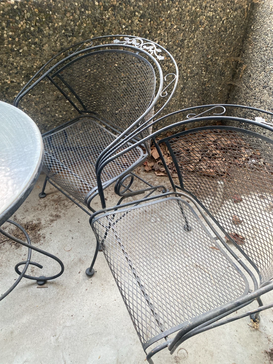 Metal patio table glass top and chairs set - photo 3