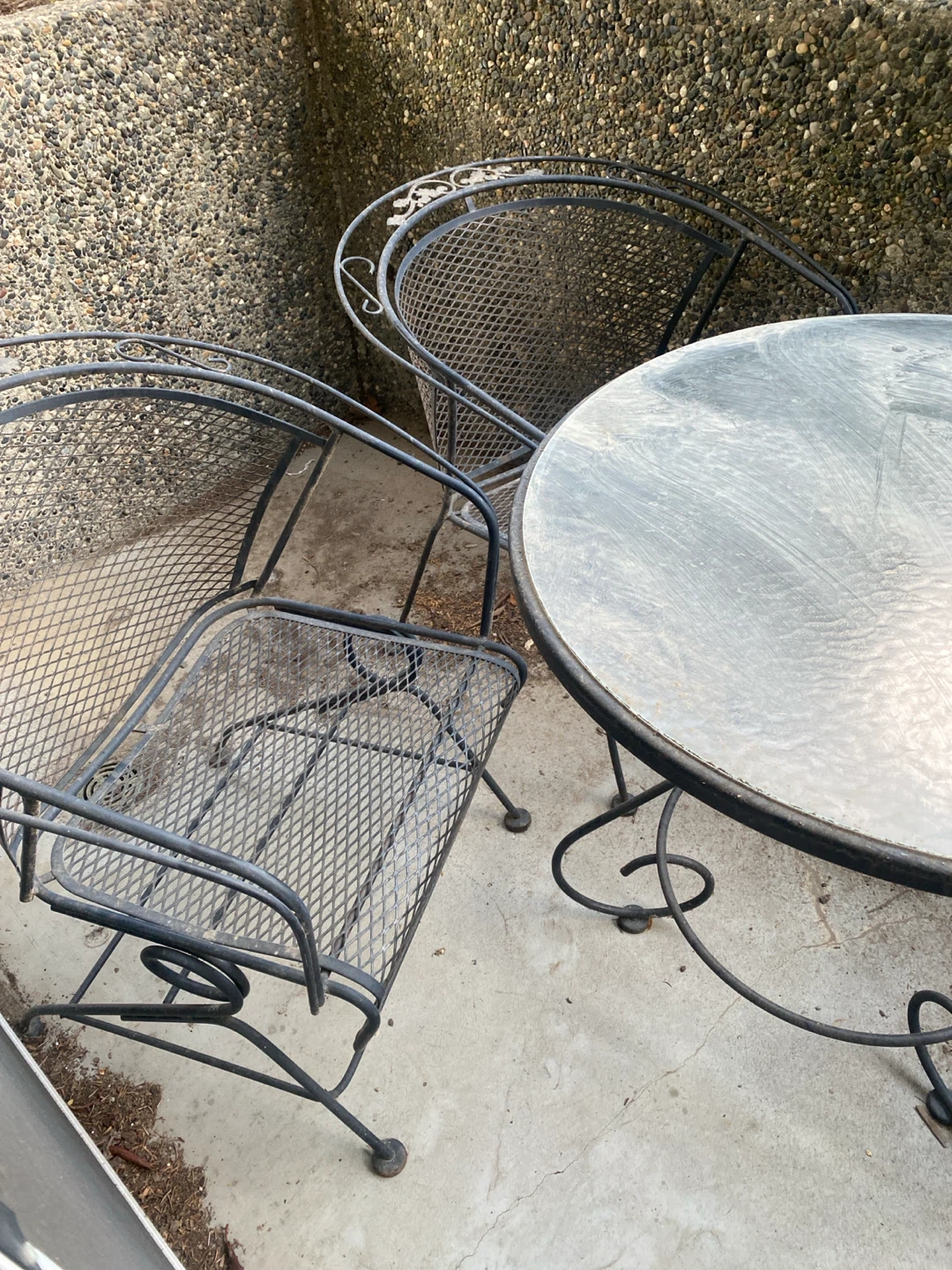 Metal patio table glass top and chairs set - photo 4