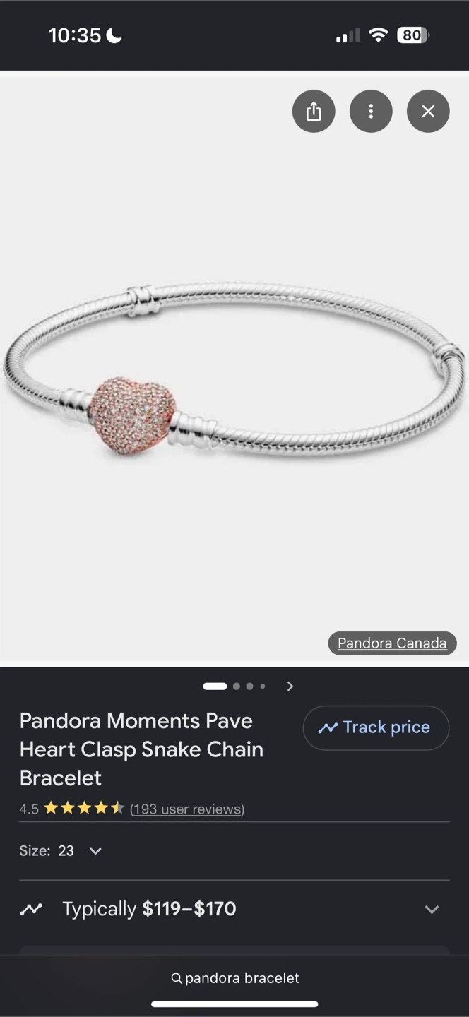 Pandora Sterling Silver Heart Clasp Bracelet