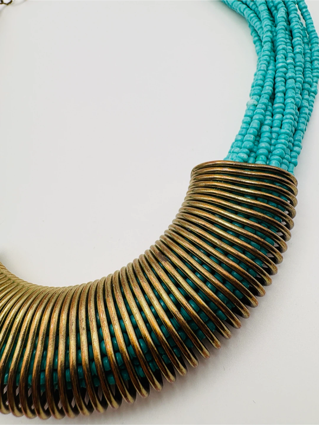 Turquoise Beaded Necklace with Gold-Tone Accents - photo 5