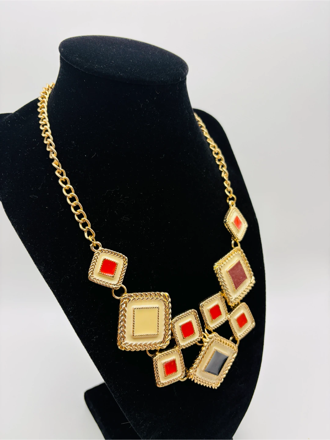 Gold Tone Diamond Pendant Statement Necklace - photo 2