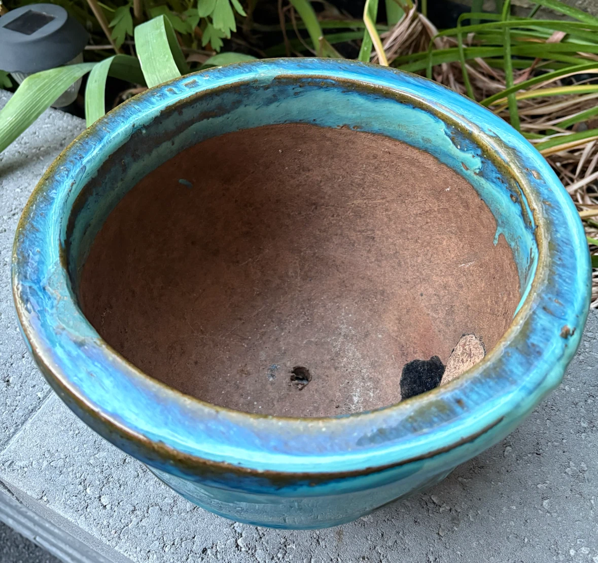 Blue Glazed Ceramic Planter 12” - photo 3