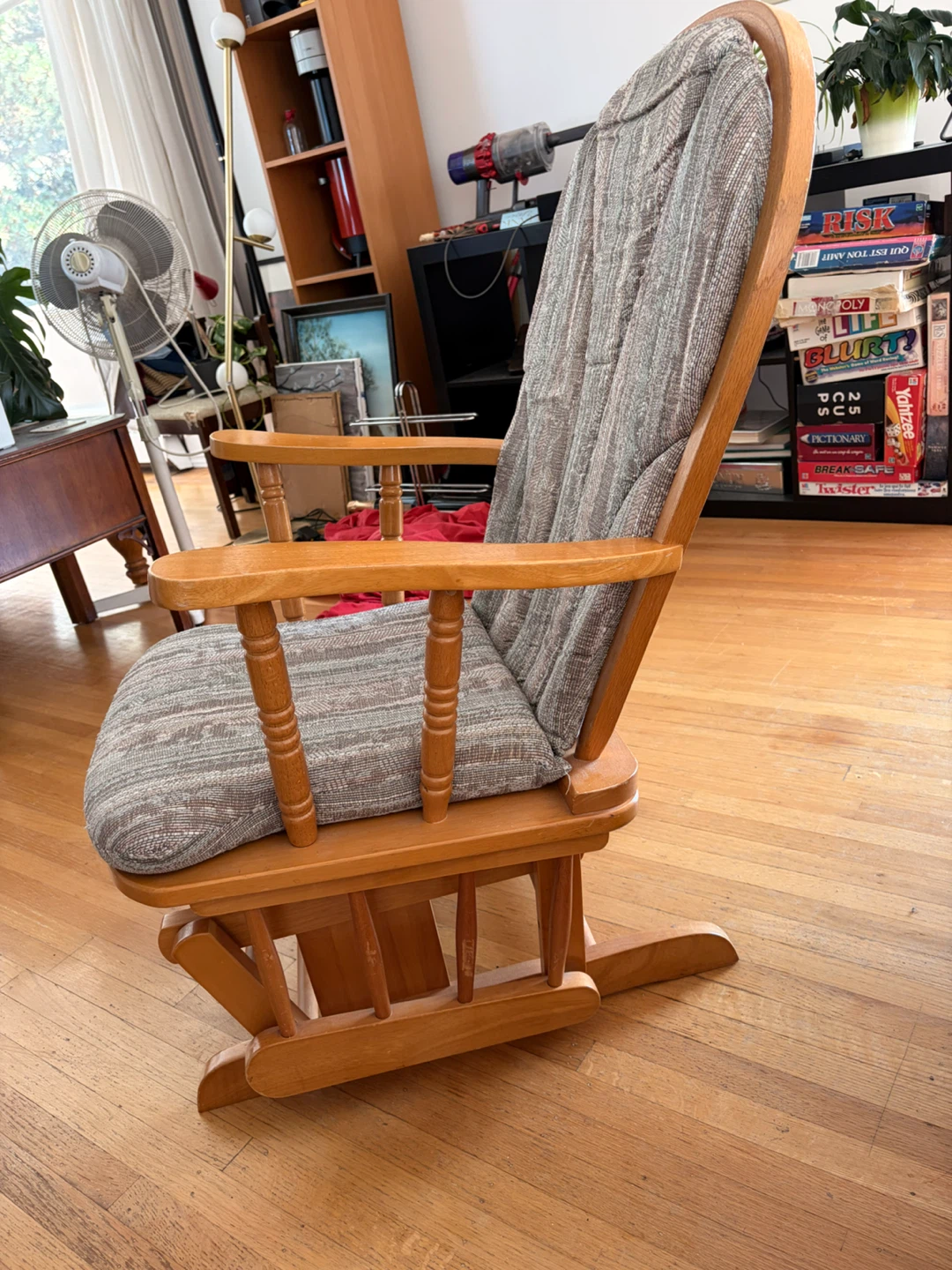 Wooden Glider Chair with Upholstered Seat and Back - photo 2