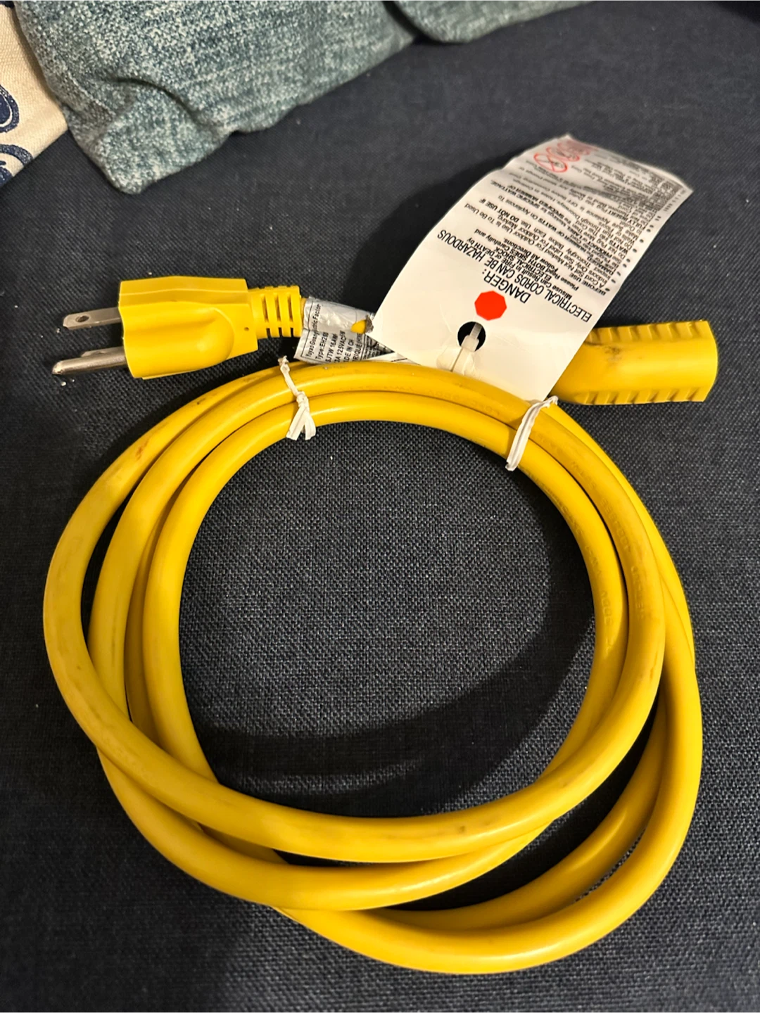 Yellow Power Extension Cord 2 mt