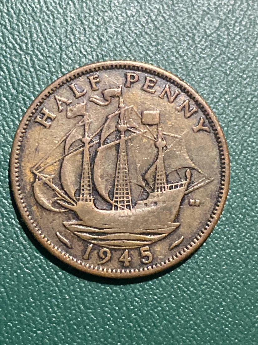 1945 Great Britain King George VI Half Penny Coin