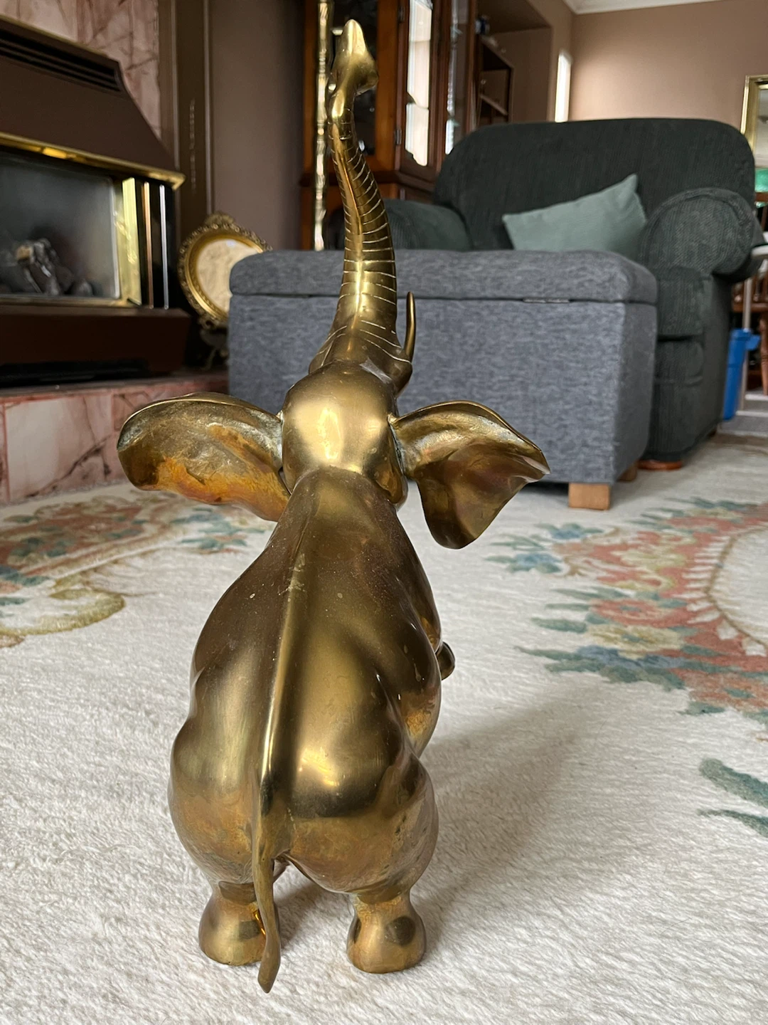 Large Brass Elephant Statue 19” - photo 4