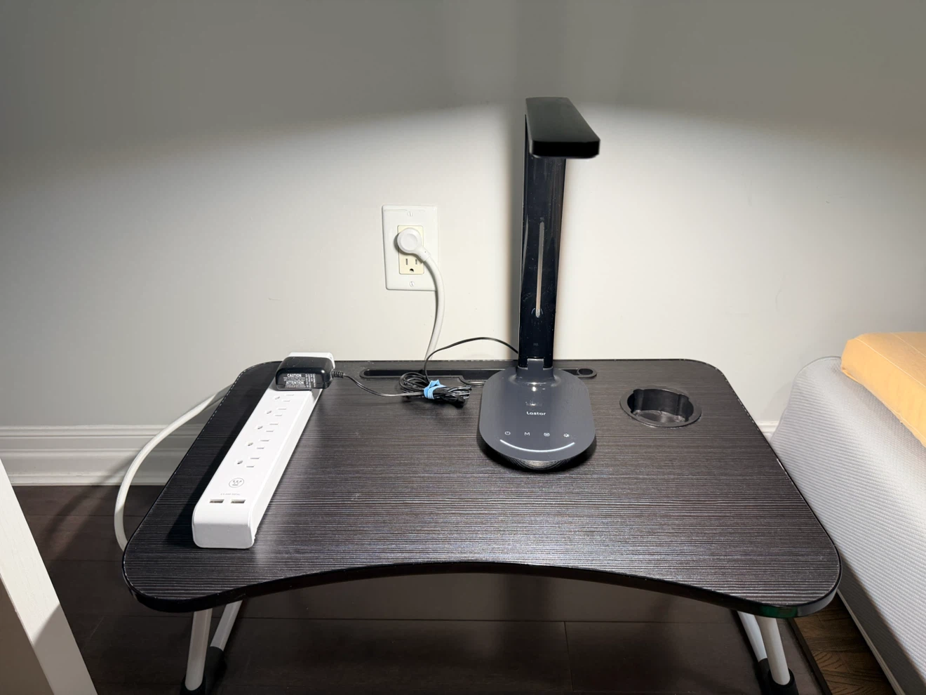 Portable Lap Desk with LED Lamp and Power Strip