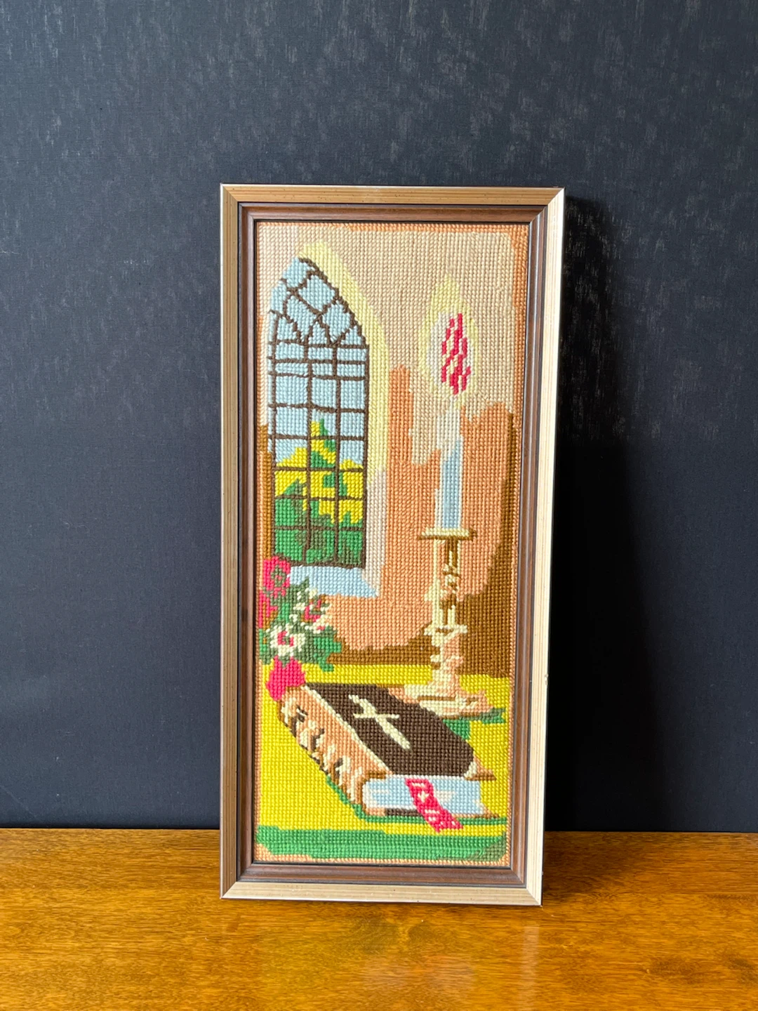 Framed Needlepoint Art - Church Scene - photo 3