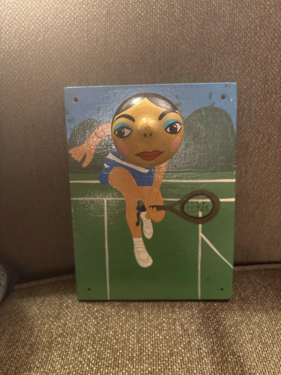 Vintage Tennis Player Wooden  wall hanging