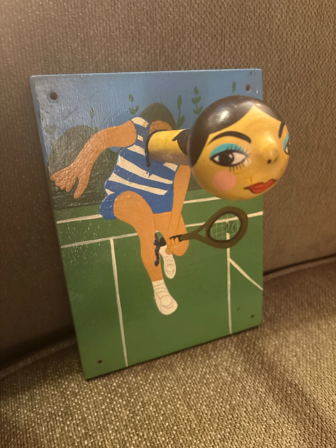 Vintage Tennis Player Wooden  wall hanging - photo 2