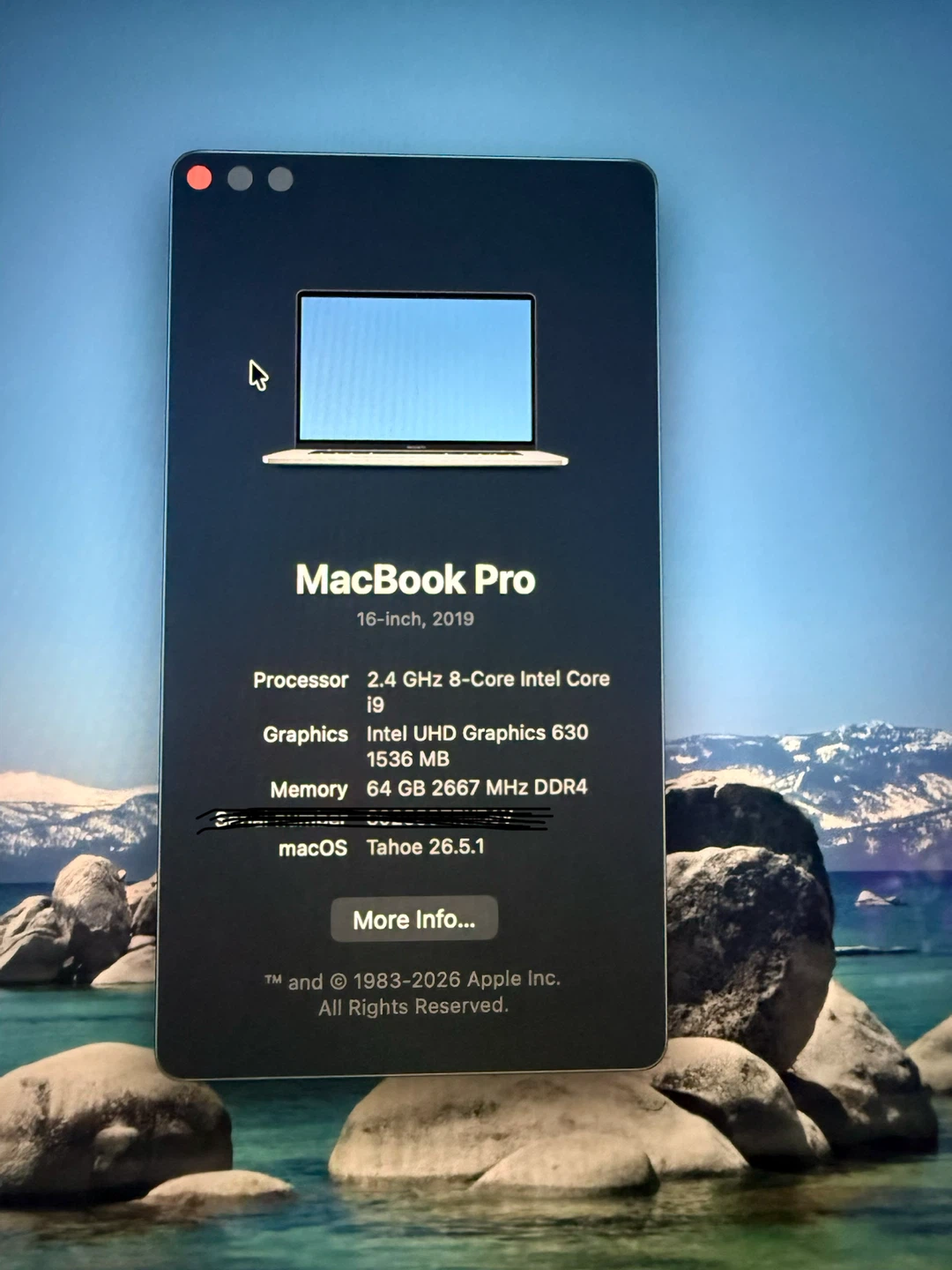 MacBook Pro 16/ Core i9; RAM 64GB ; 1TB SSD / Cycle count 20 - photo 4