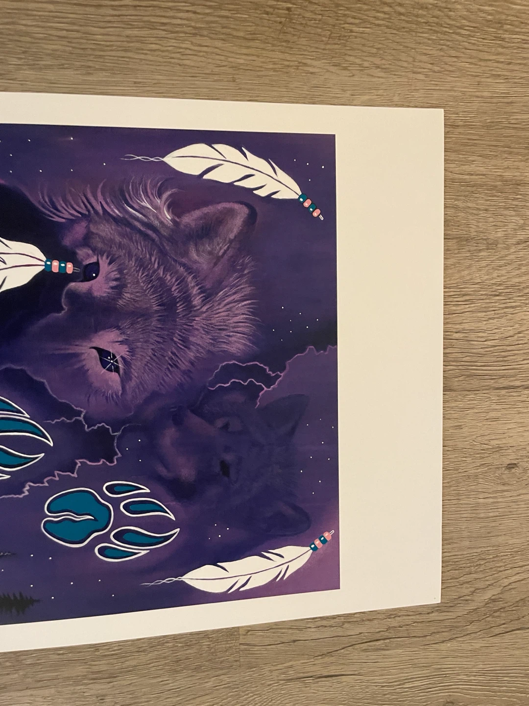 Contemporary Indigenous Wolf Wildlife Art Print Native - photo 3
