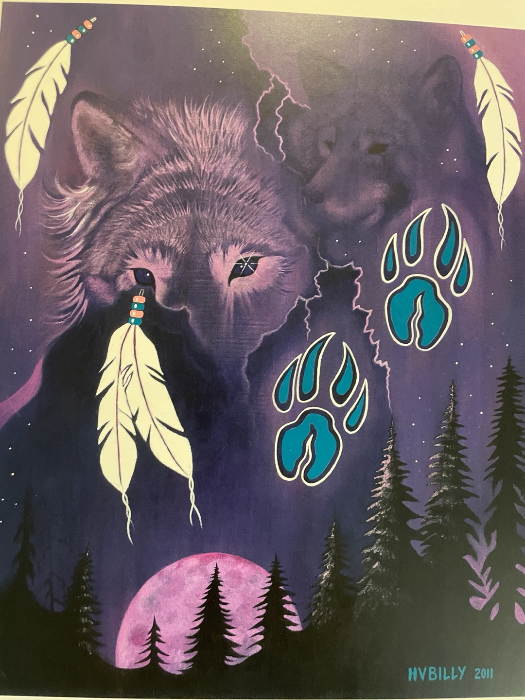 Contemporary Indigenous Wolf Wildlife Art Print Native - photo 4