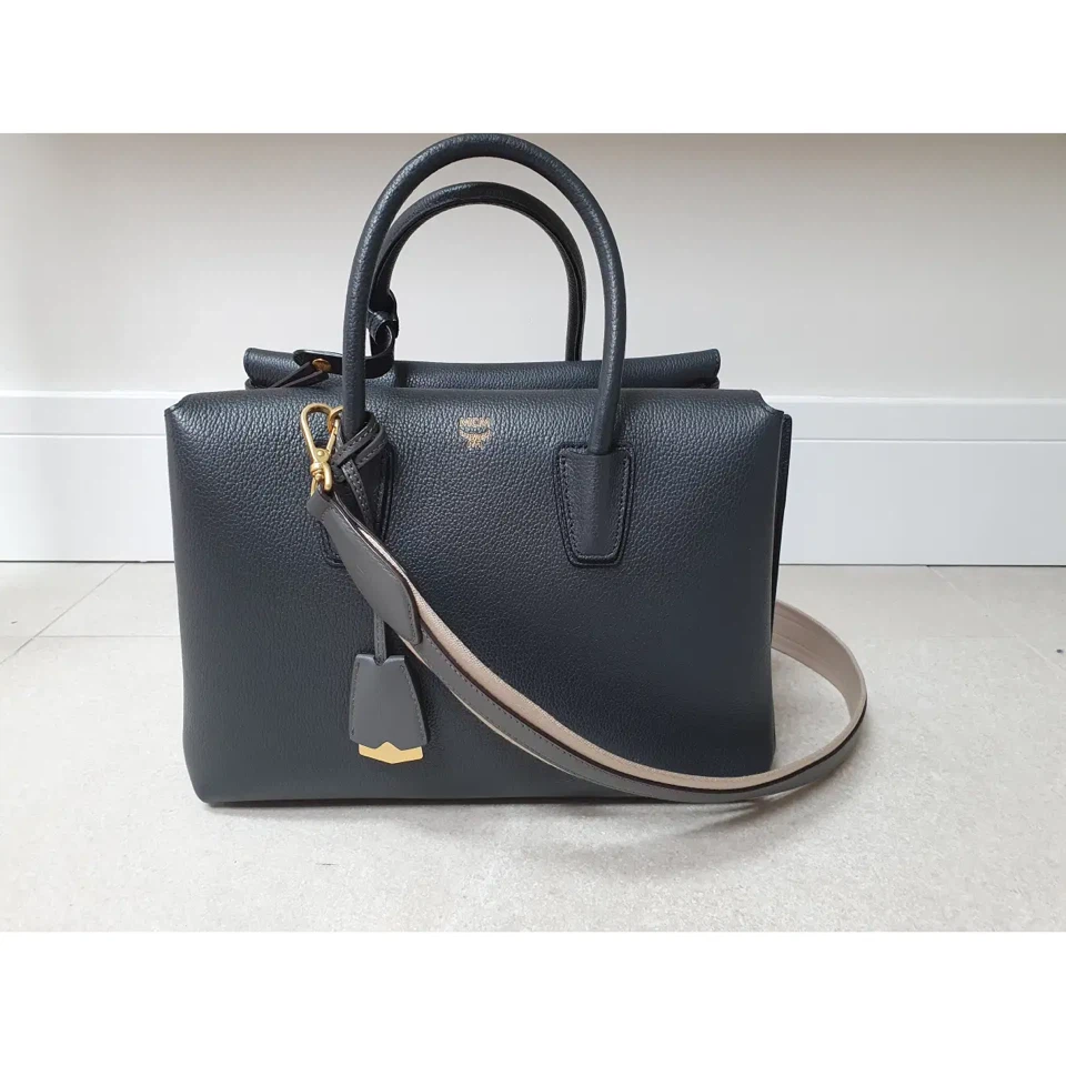MCM Medium Milla Tote Bag — Dark Grey